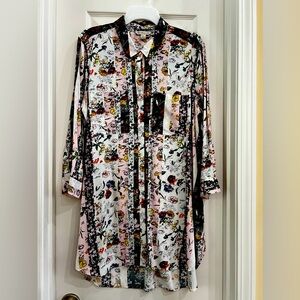 KC Khakis & Co. Classic Button Front Shirt Floral Dress with Chest Pockets.